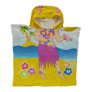 Poncho de playa infantil hawaiano de poliéster