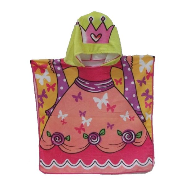 Poncho de playa infantil de poliéster princesa