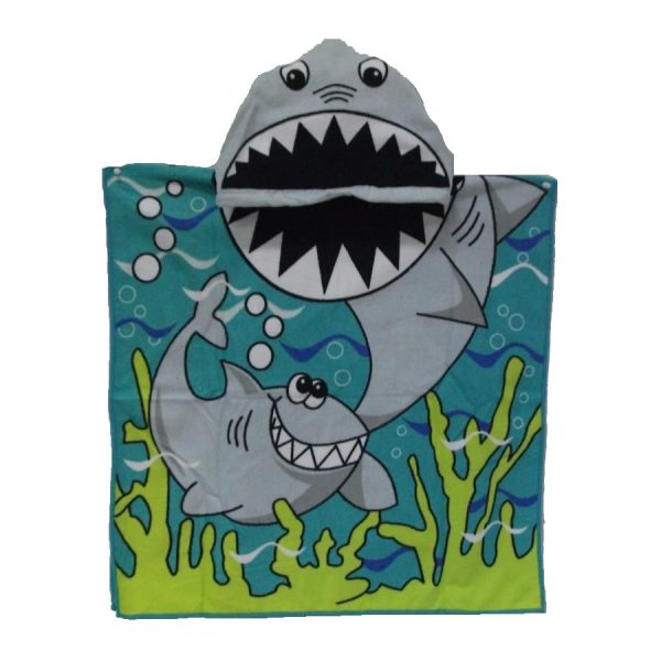 Poncho de playa infantil de poliéster Shark