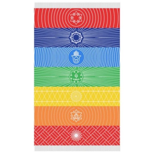 Toalla Pareo de Algodón con Flecos Chakras