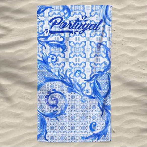 Toalla de Playa de Microfibra Azulejos Portugal Flores