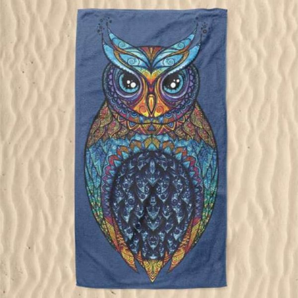 Toalla de playa de microfibra con diseño de búho