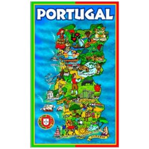 Toalla De Playa De Microfibra Mapa Portugal Figuras Regionales Típicas Coloridas