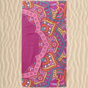 Toalla de playa de microfibra con mandala rosa