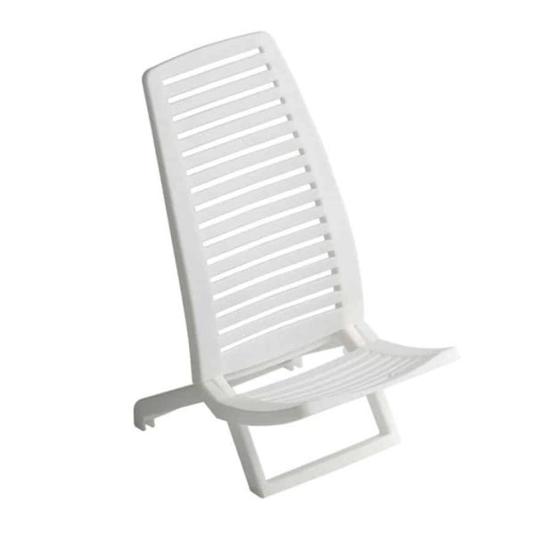 Silla de playa de plástico con respaldo alto blanco