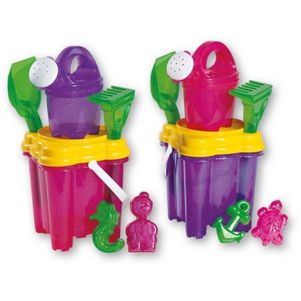 Juego de cubo de castillo transparente con regadera