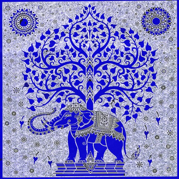 Toalla grande con diseño de elefante indio y árbol de la vida, 240 x 210 cm