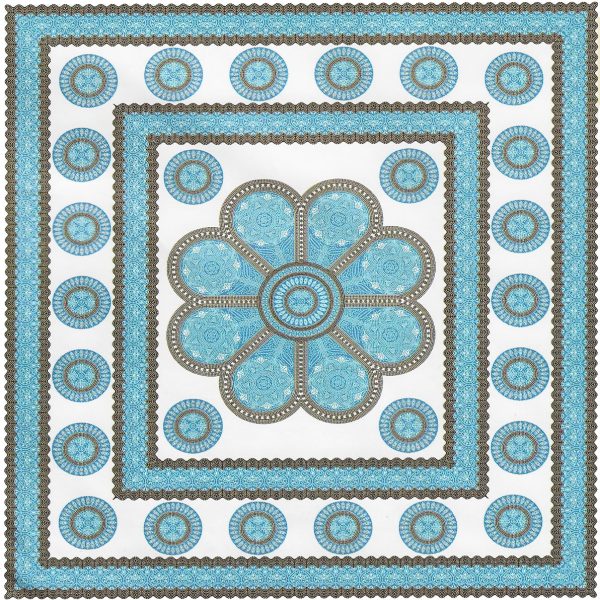 Toalla cuadrada grande con diseño de mandala indio y flores, 240 x 210 cm