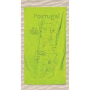 Toalla de Playa de Microfibra Lisa Mapa Portugal en Relieve