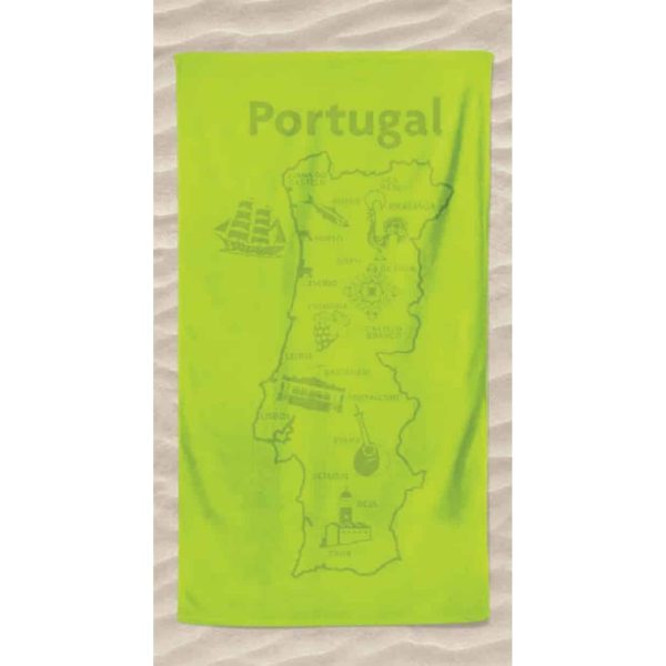 Toalla de Playa de Microfibra Lisa Mapa Portugal en Relieve