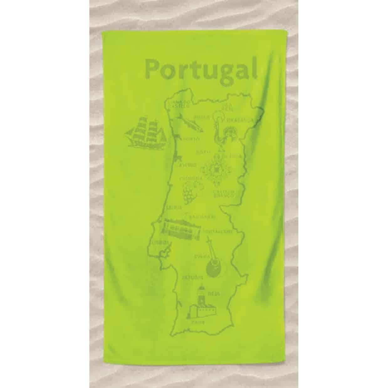 Toalla de Playa de Microfibra Lisa Mapa Portugal en Relieve