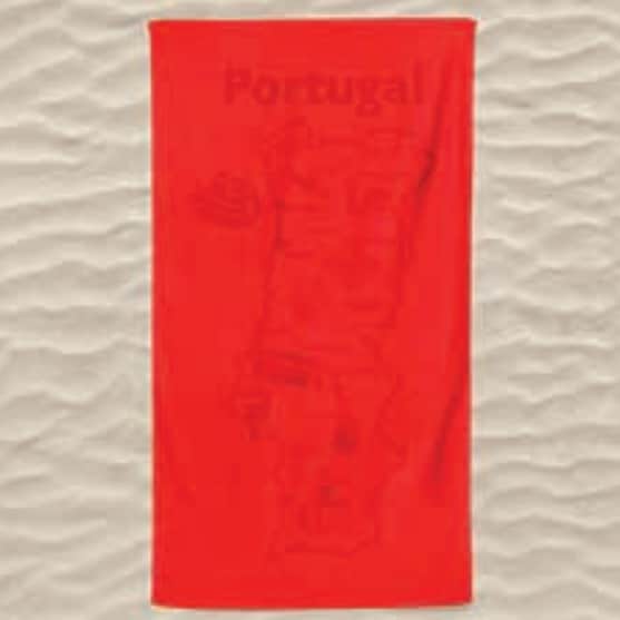 Toalla De Playa Microfibra Lisa Mapa Portugal Relieve Rojo