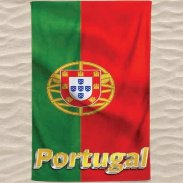 Toalla de Playa de Microfibra Bandera de Portugal Letras Amarillas 3D