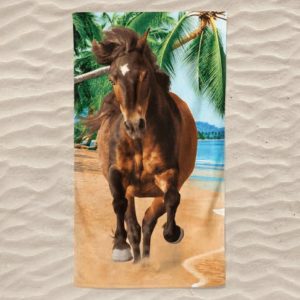 Toalla de playa de microfibra Caballo en la playa