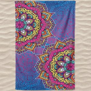 Toalla de Playa de Microfibra Dos Mandalas Multicolores