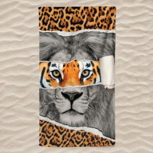 Toalla de playa de microfibra con león leopardo