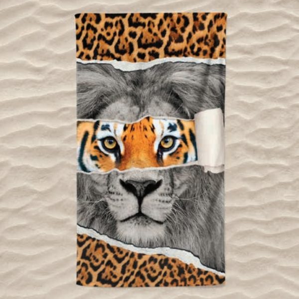 Toalla de playa de microfibra con león leopardo