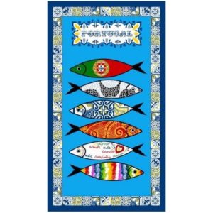 Toalla de Playa de Microfibra Sardinas y Tejas Tradicionales