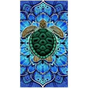 Toalla de playa de microfibra con tortuga mandala azul