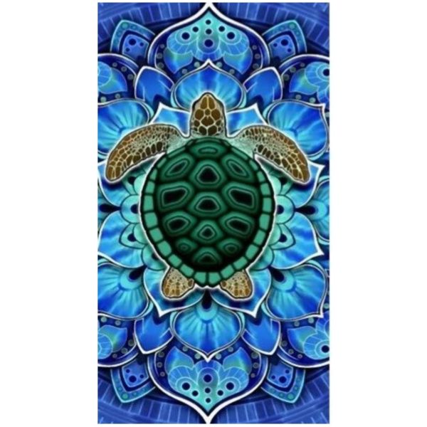 Toalla de playa de microfibra con tortuga mandala azul