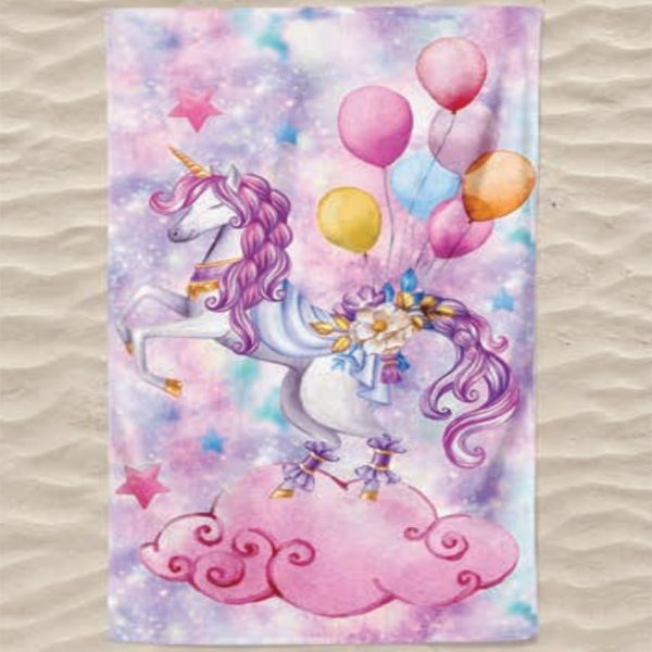 Toalla de Playa de Microfibra Unicornio con Globos