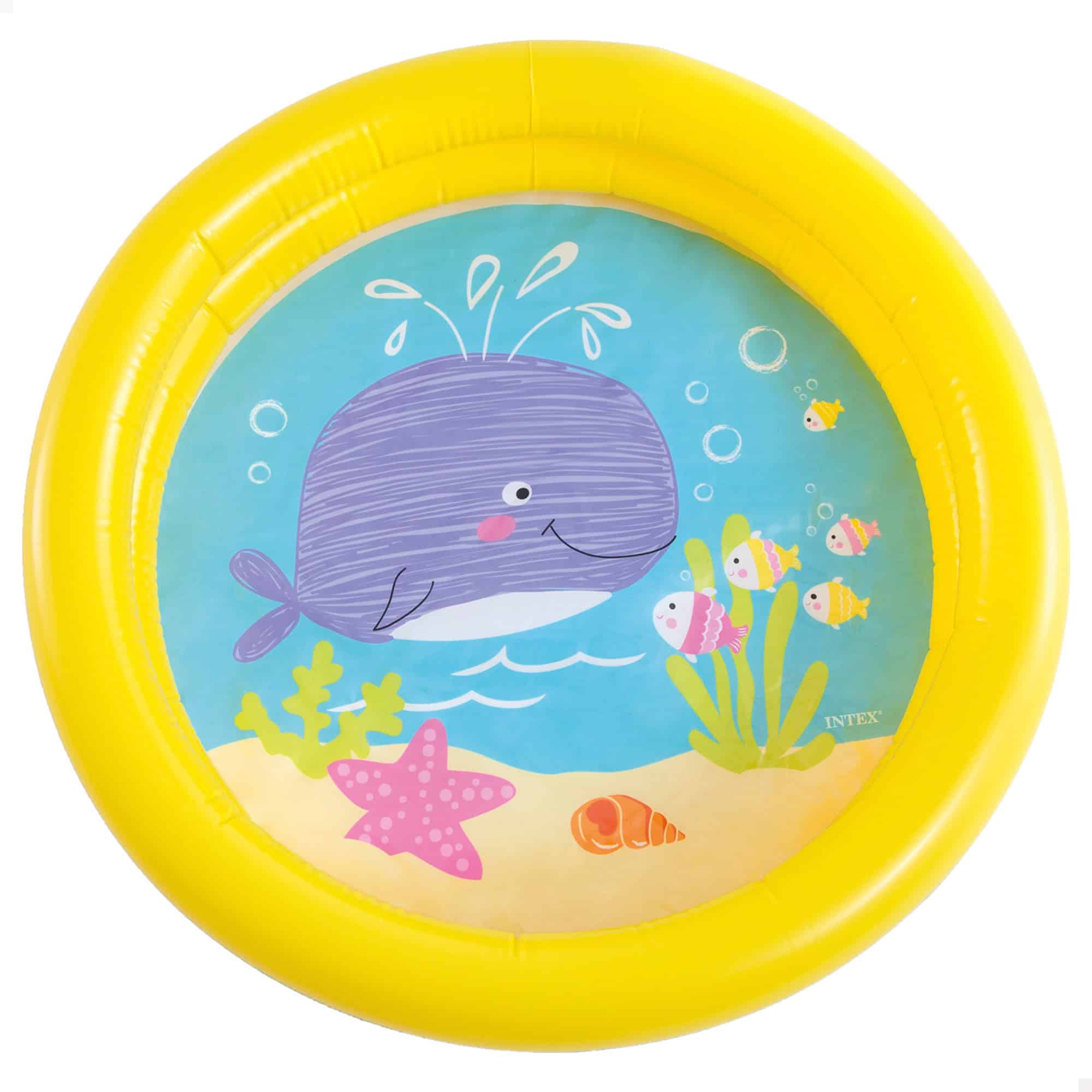 Piscina Hinchable 2 Aros Fondo con Muñecas Intex 59409 Ballena Amarilla
