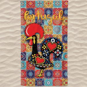 Toalla de Playa de Microfibra Azulejos de Colores Galo de Barcelos Portugal
