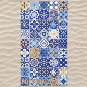 Toalla de Playa de Microfibra Azulejos Portugal Abajo Izquierda