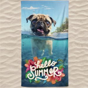 Toalla de playa de microfibra Hello Summer Bulldog Francés
