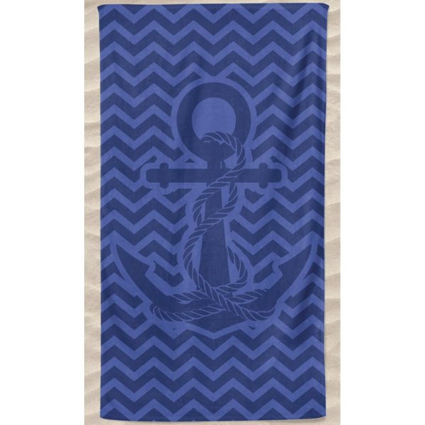 Toalla de playa lisa de microfibra con ancla y ondas en relieve Azulão