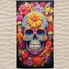 Toalla de playa de microfibra con flores de calavera de colores