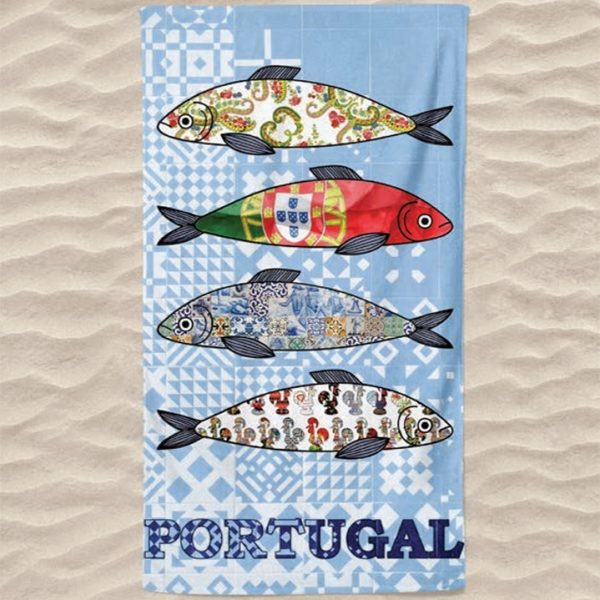 Toalla de Playa de Microfibra Sardinas Típicas Portugal