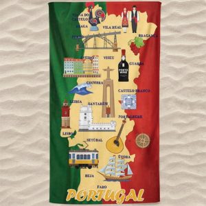 Toalla De Playa De Microfibra Bandera Portugal Mapa Regiones