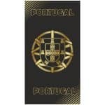 Toalla de Playa Microfibra Negra Escudo Portugal Oro
