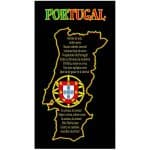 Toalla de Playa Portugal Microfibra Negro Mapa Hino