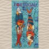 Toalla de Playa Portugal Microfibra Sardinas Azulejos Azules