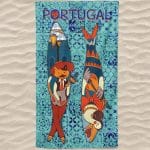 Toalla de Playa Portugal Microfibra Sardinas Azulejos Azules
