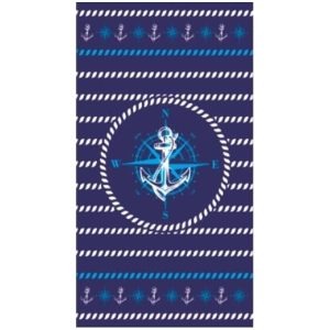 Toalla de playa de microfibra Compass Rose, ancla, cuerdas