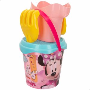 Disney Minnie & Daisy - Juego de cubo de playa transparente con regadera