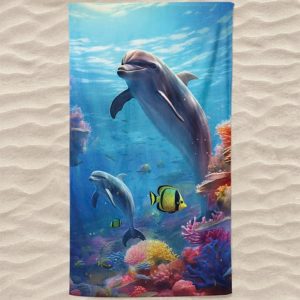 Toalla de playa de microfibra con delfines