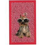 Toalla de playa de microfibra Yorkshire Bitch Fondo de leopardo rosa