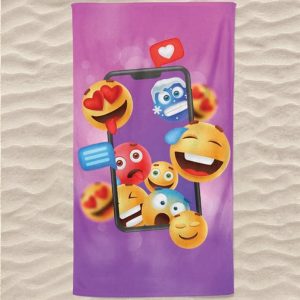 Toalla de playa de microfibra Smartphone Emojis rosa