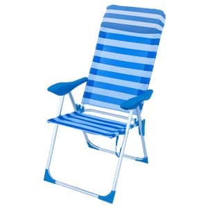 Silla de Playa Alta Reclinable Aluminio Rayas Marinera Solmar 15372