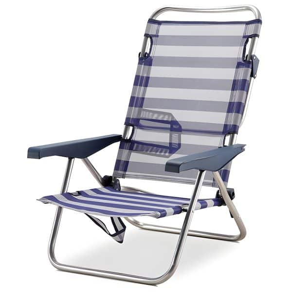 Silla de playa de aluminio reclinable Elsa Riscas Marinera hasta tumbarse Solmar 15468