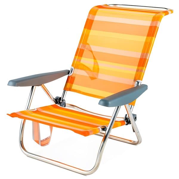 Silla de playa reclinable de aluminio rayas mediterráneas naranja Solmar 15467