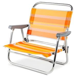 Silla de Playa Baja de Aluminio Reforzado Alexa Rayas Naranja Mediterráneo Solmar 15475