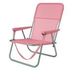 Silla de playa baja de aluminio rosa con mango Aremar