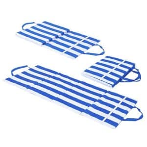 Colchón portátil para acampar en la playa con rayas blancas y azules Solmar