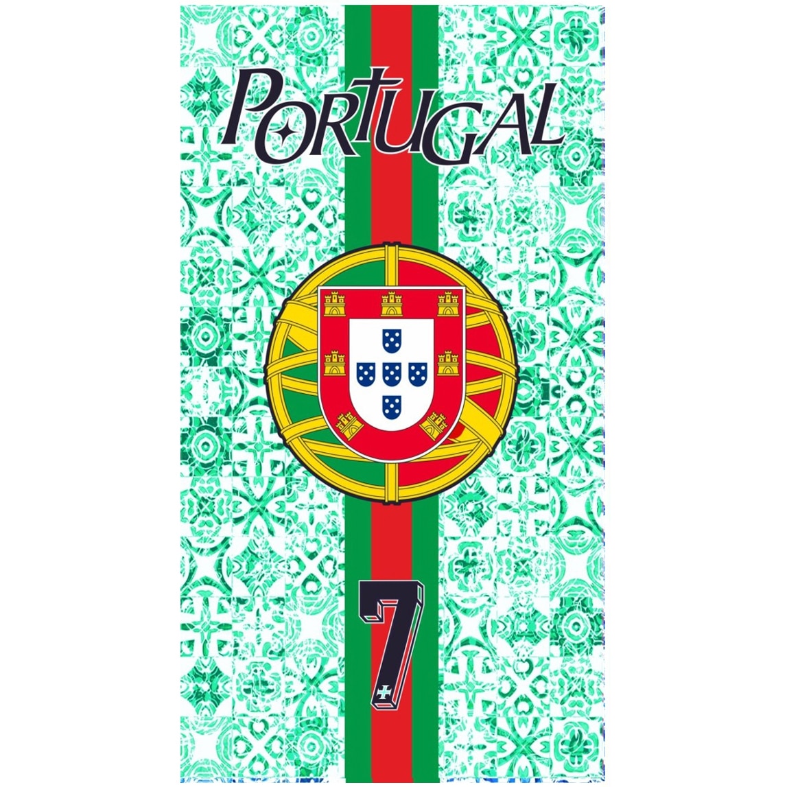Toalla de Playa Microfibra Azulejos Escudo Bandera Portugal 7 Verde