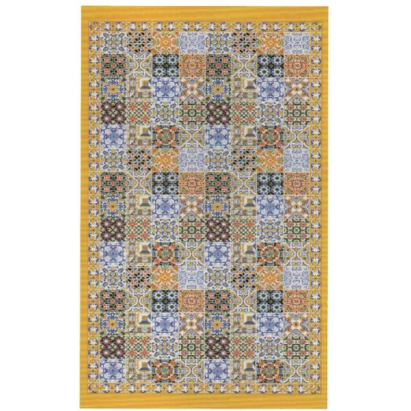 Toalla de Playa de Microfibra Azulejos Típicos Borde Amarillo